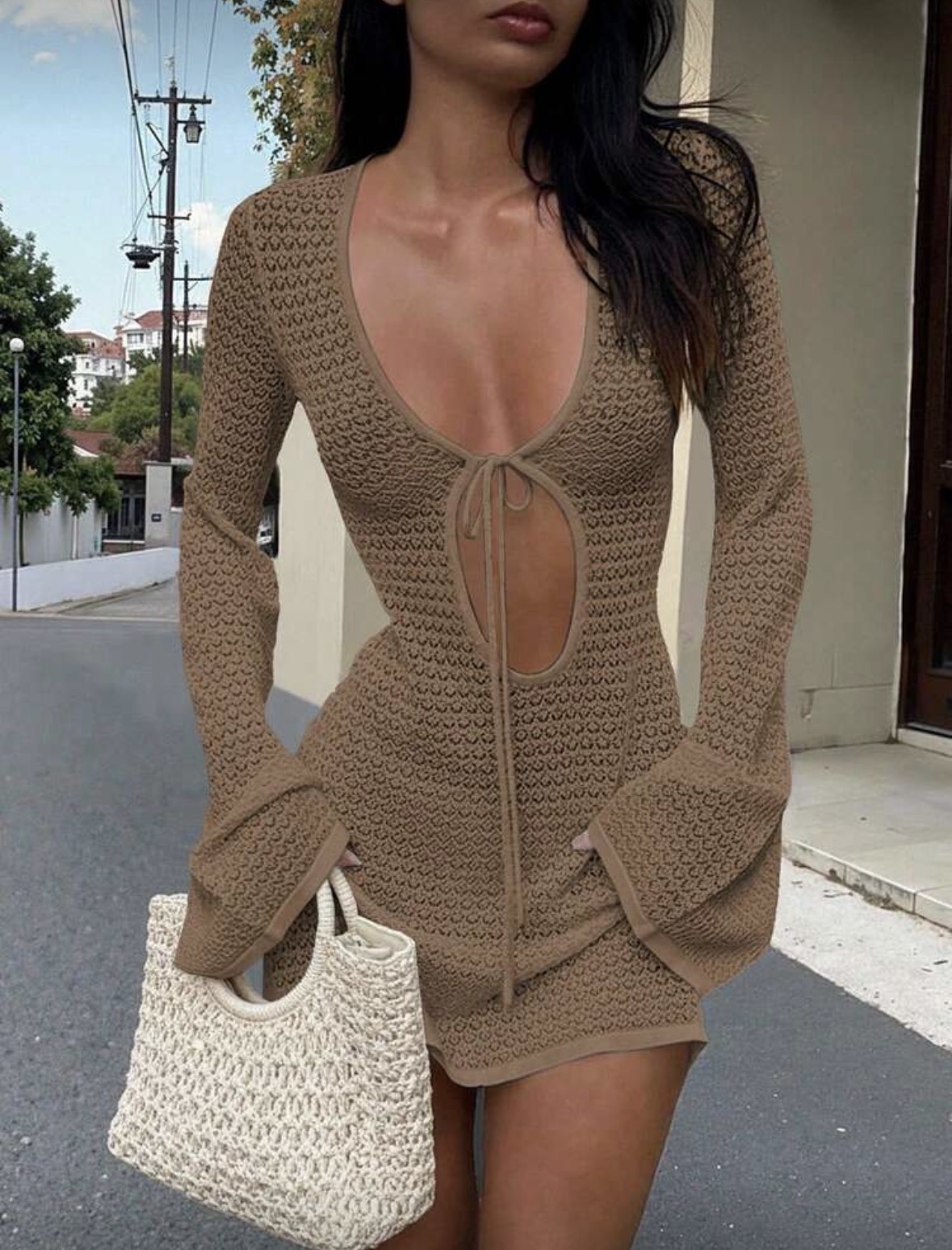 Vestido de hilo mangas largas