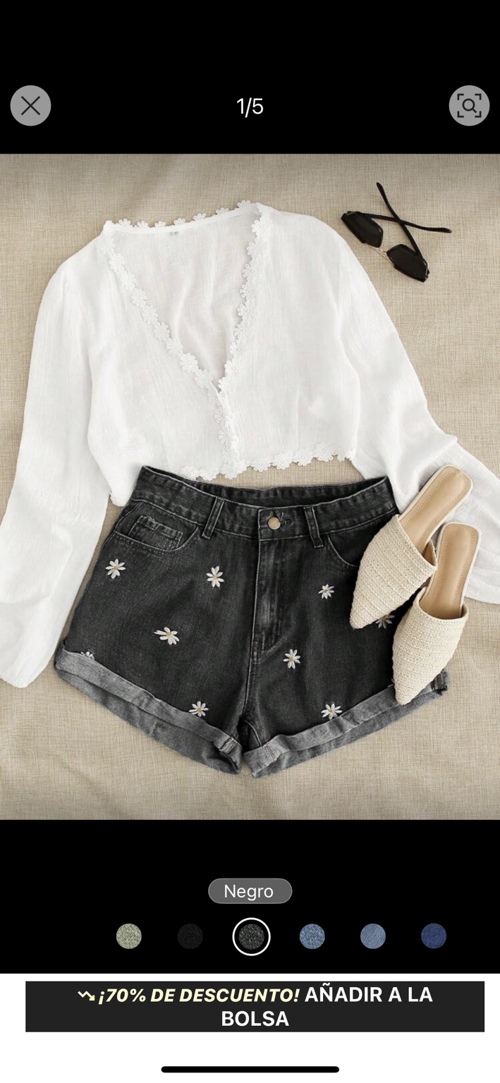 Short de jean con margaritas