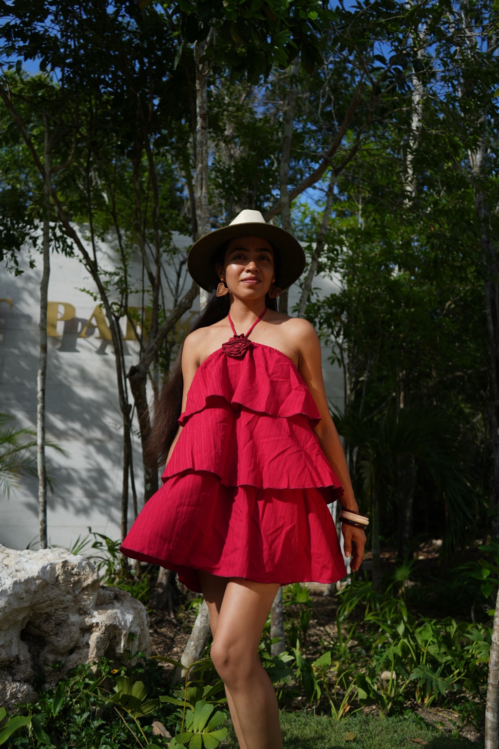 Vestido rojo con volados