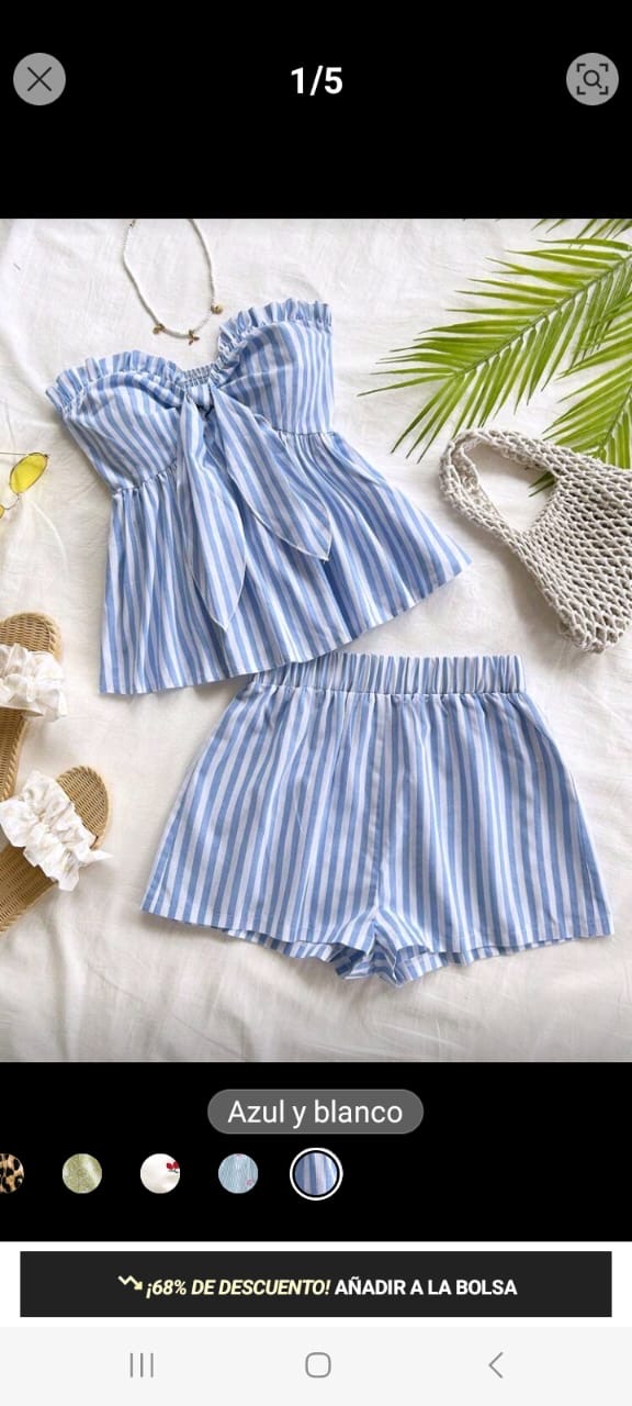 Conjunto strapless a rayas
